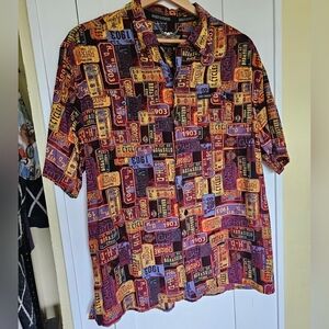 Rare Harley Davidson License Plates Hawaiian Style Shirt Size Large